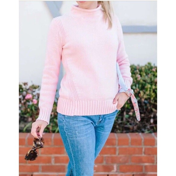 J Crew Always Sweater Pale Pink Size S Cotton Roll Neck Preppy Oarsman Small - Picture 1 of 4